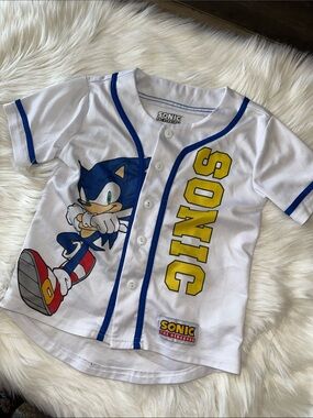 Sonic the Hedgehog White & Blue Kids Baseball Jersey